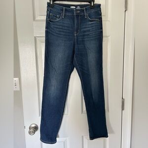 Old Navy High Rise Slim Straight Jeans in Dark Blue